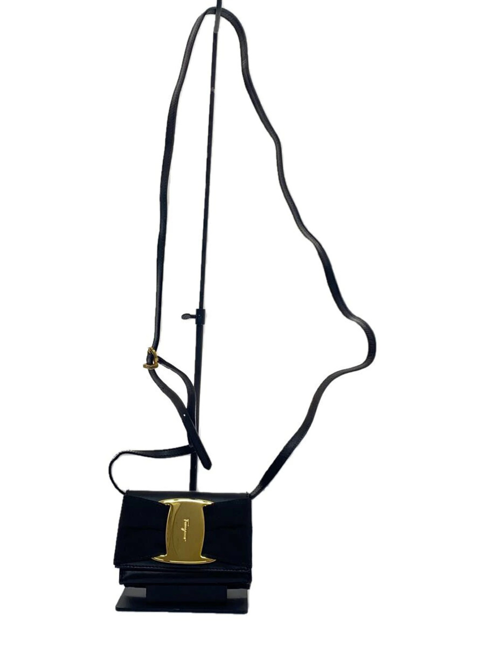Salvatore Ferragamo Vara Ribbon Shoulder Bag Leather Black